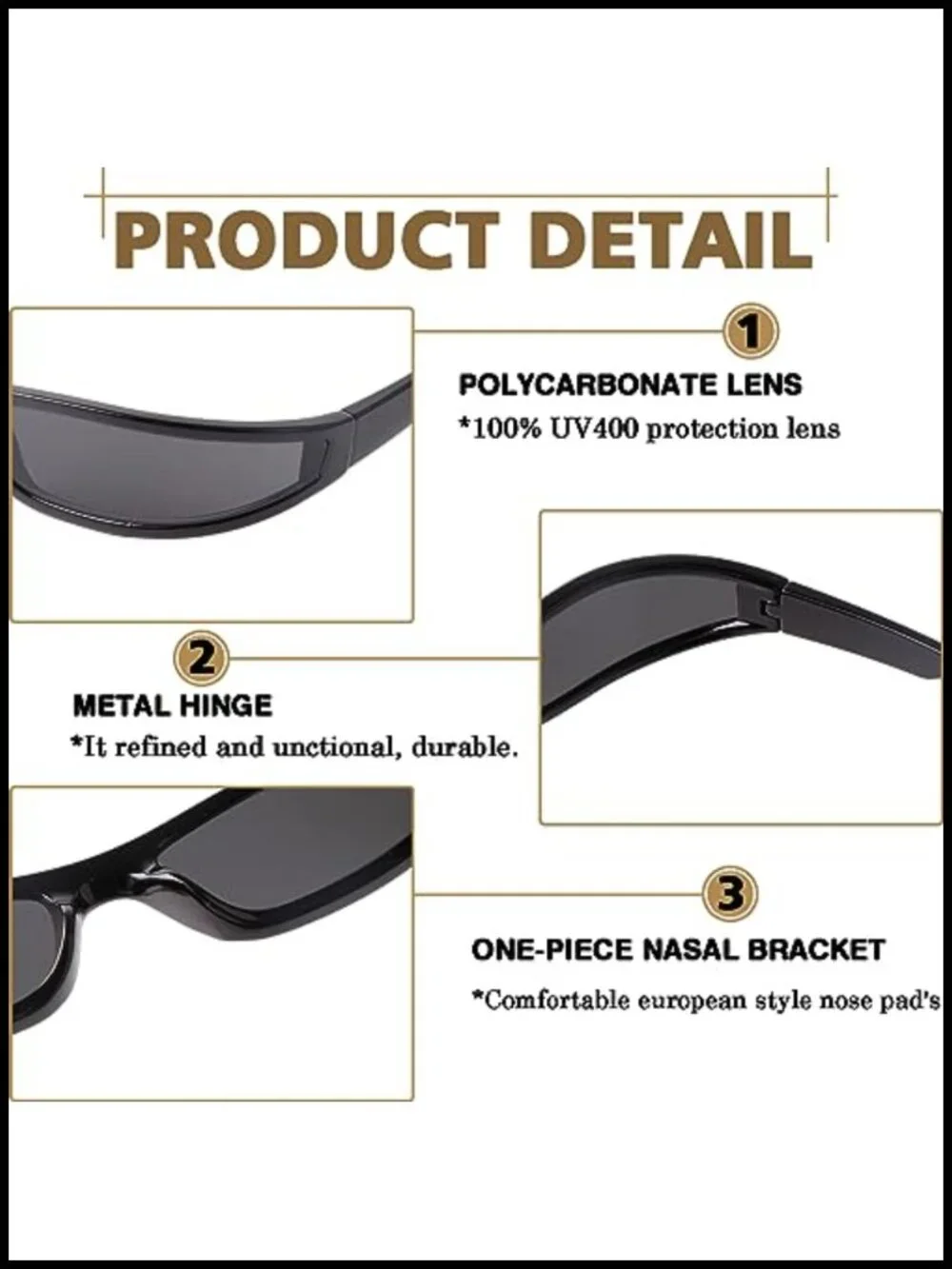 Y2K Wrap Around Sunglasses Narrow Rectangle Small Frame Retro Sports Shades
